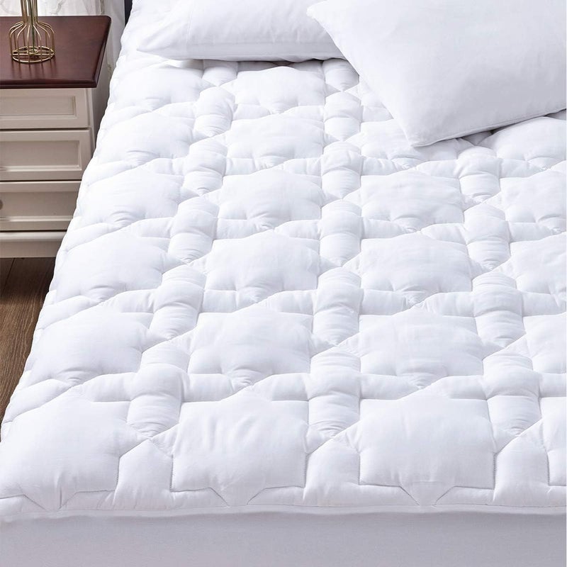 CozyLux California King Mattress Pad - Cotton California King Mattress Topper - Fits up to 8-21" Thick Mattresses, 450GSM Breathable Soft Mattress Cover, Cooling Mattress Protector (72"x84", White) - Image 1